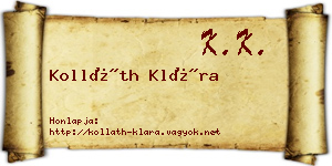 Kolláth Klára névjegykártya